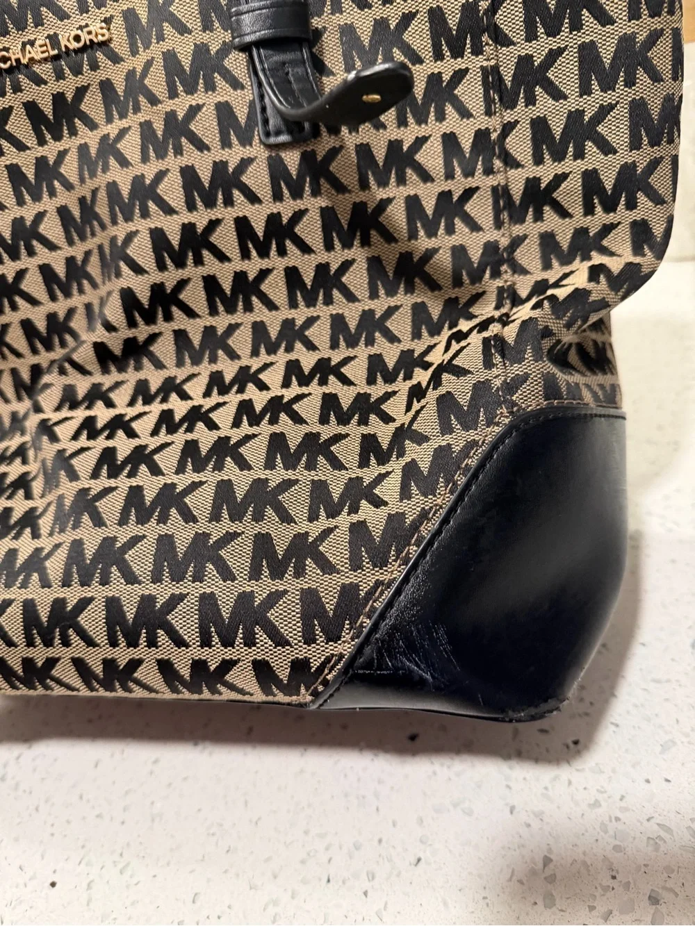 Michael Kors Black and Brown MK Logo Tote